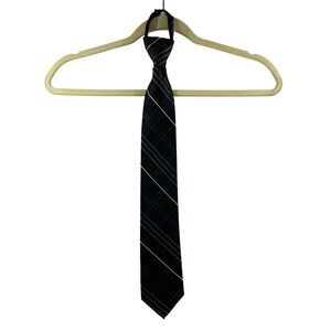 George Zipper Tie Mens OS Black Excellent Plaid Geometric Pattern Adjustable
